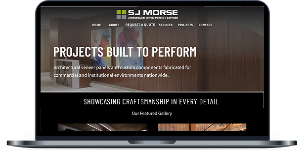 SJ Morse projects page on laptop